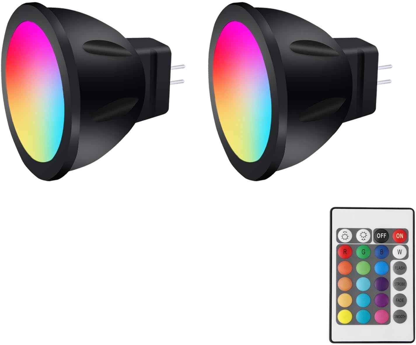 MR11 Color Changing LED Bulbs GU4 RGB MR11 LED Bulb 12V 3W Bi-Pin Base Lights Warm White+ 15 RGB Colors for Landscape Lighting Home Decoration (4 Bulbs, 1 Remote)