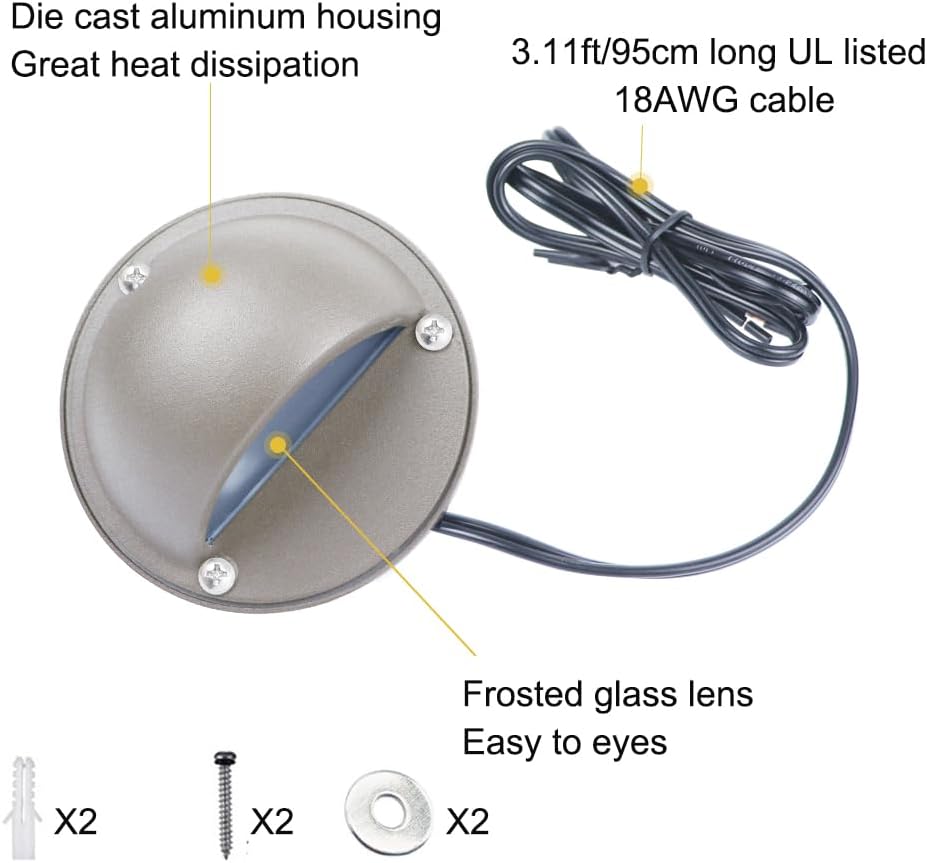 Low Voltage LED Deck Lights Color Changing, 2W 12-24VAC/DC Replaceable RGBW G4 LED Bulb for Christmas Low Voltage Deck Lighting 2-Count with Waterproof Connectors