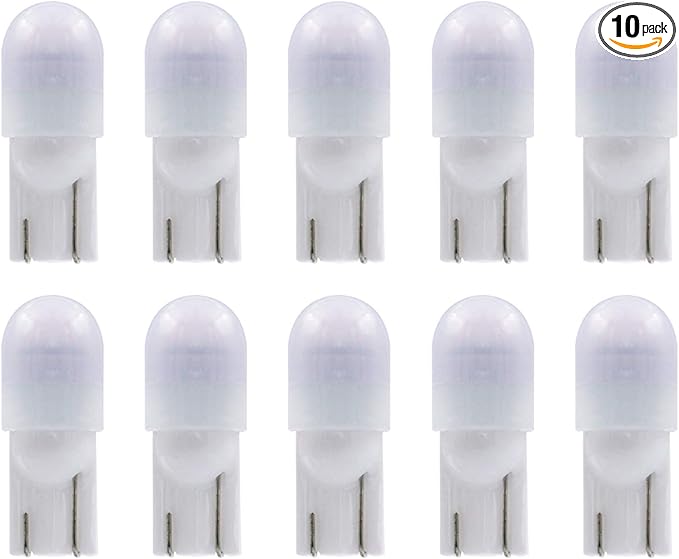 T10 Wedge Base LED Bulb 12V DC 1W, T5 T10 Low Voltage Landscape Light Bulbs, 4 Watts Incandescent Bulb Equivalent, Soft Warm White 2700K 10-Count
