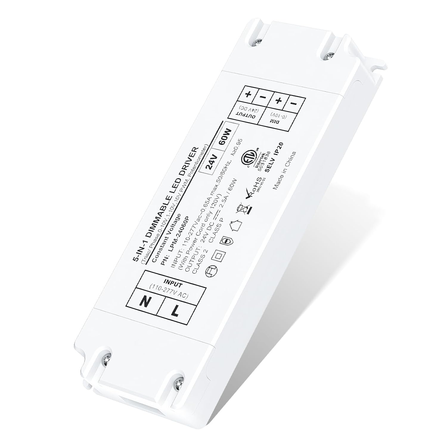 24V Dimmable LED Driver for led Lights Triac ELV/MLV 60W 120VAC to 24VDC Power Supply for Lutron & Leviton Switch Dimmable Strip Light Transformer Flicker Free Dimming ETL Listed