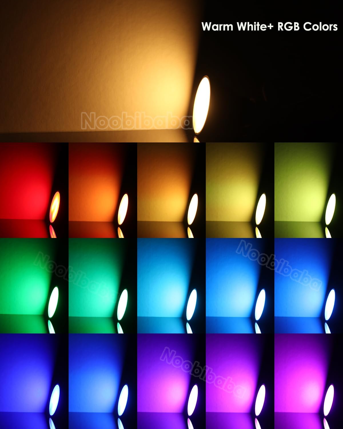 PAR36 LED Landscape Bulb 12V 7W Color Changing PAR36 LED Bulb Aluminum Body 12V-24V Ac/Dc 600lm G53 Base Spotlight Warm White+15 RGB Colors for Outdoor Landscape Lighting 2-Count