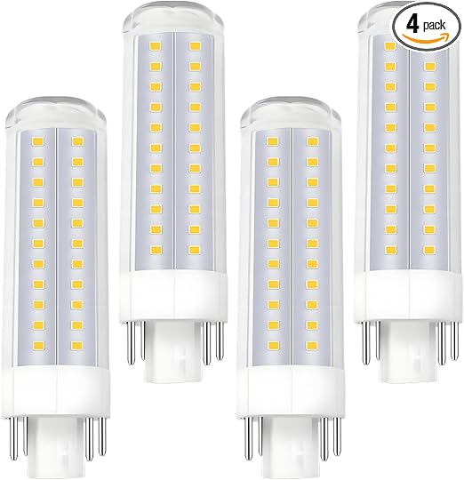 G24Q LED Bypass GX24 4-Pin Base LED Bulb 10W 120V 4000K, Compatible with GX24Q-1/GX24Q-2/GX24Q-3, 18W/23W CFL Replacement for Kitchen Downlight, Natural White, 4-Count (Must Remove Ballast)
