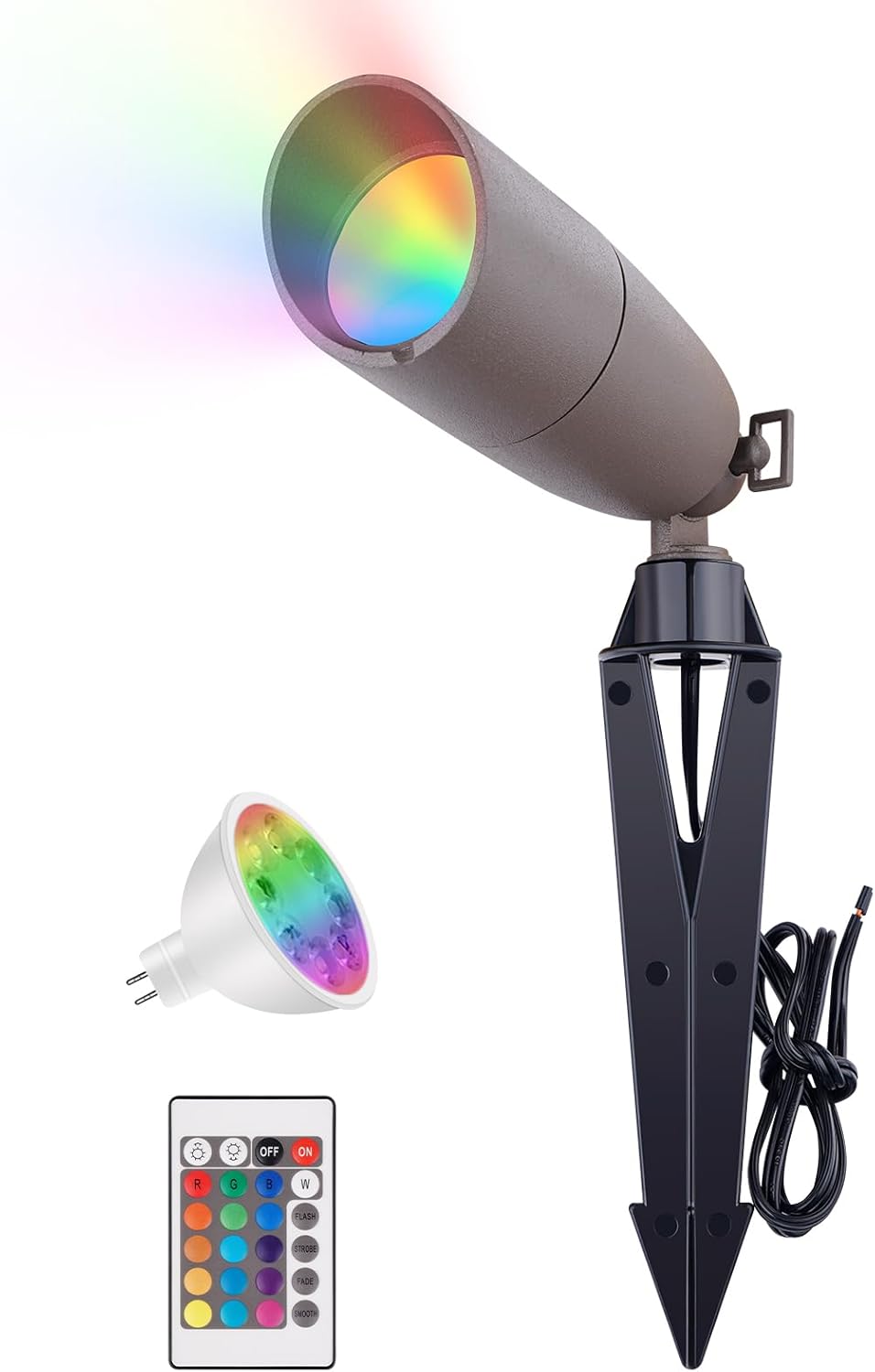 Landscape Spotlights Color Changing: 12V Low Voltage Spot Lights with 4W RGBW MR16 LED Bulb – Ideal for Landscape Spot Lights, Christmas Lighting & Decorative Setups