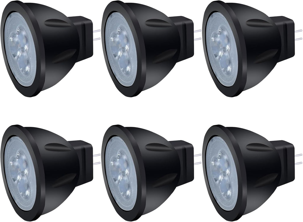 MR11 LED Bulb Landscape Light Bulbs, GU4 LED Bulb 12V 3W 2700K MR11 Landscape Light Bulbs, Die-Cast Aluminum Lamp Cup, Non-Dimmable 6-Count