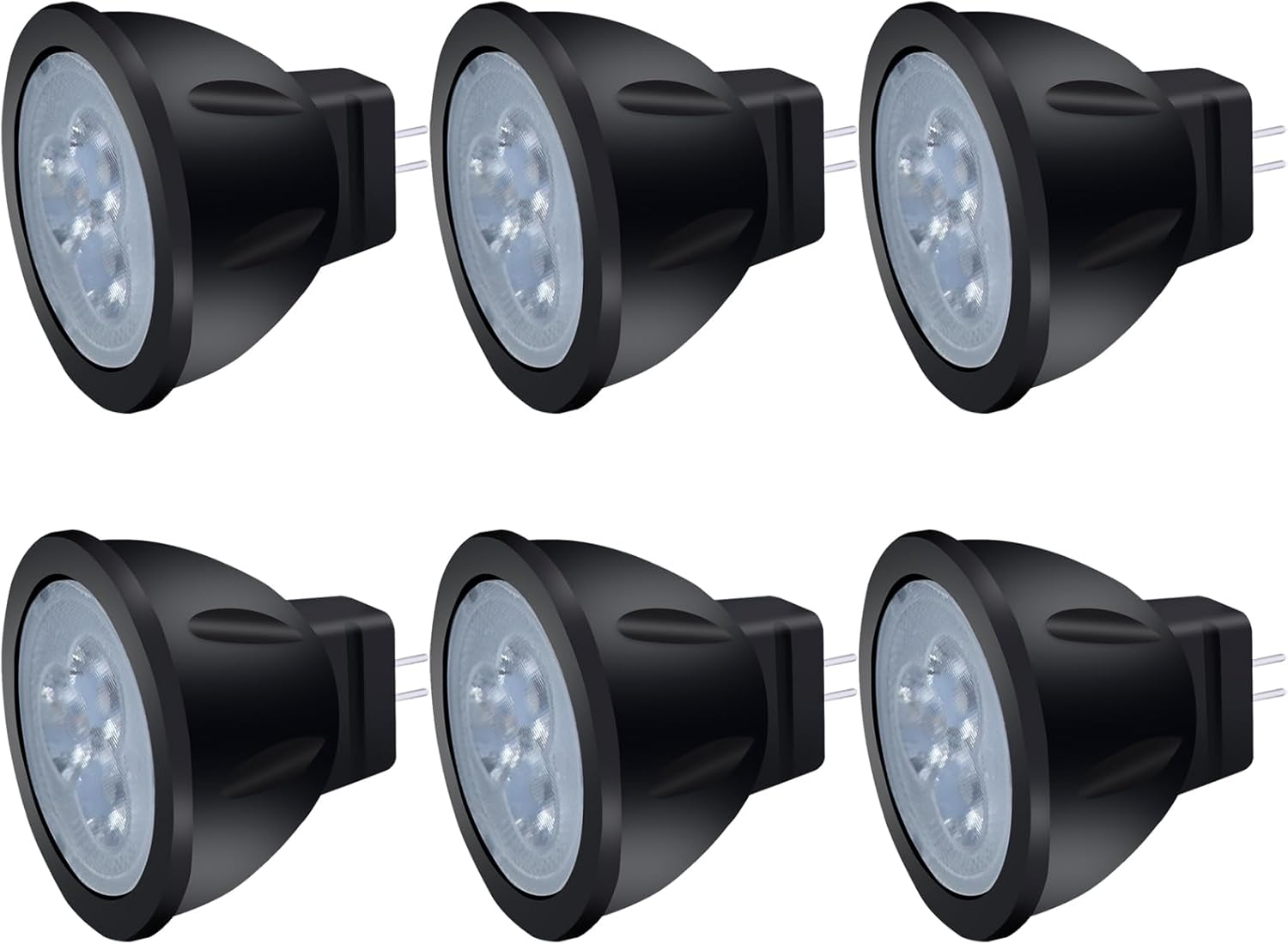 MR11 LED Bulb Landscape Light Bulbs, GU4 LED Bulb 12V 3W 2700K MR11 Landscape Light Bulbs, Die-Cast Aluminum Lamp Cup, Non-Dimmable 6-Count