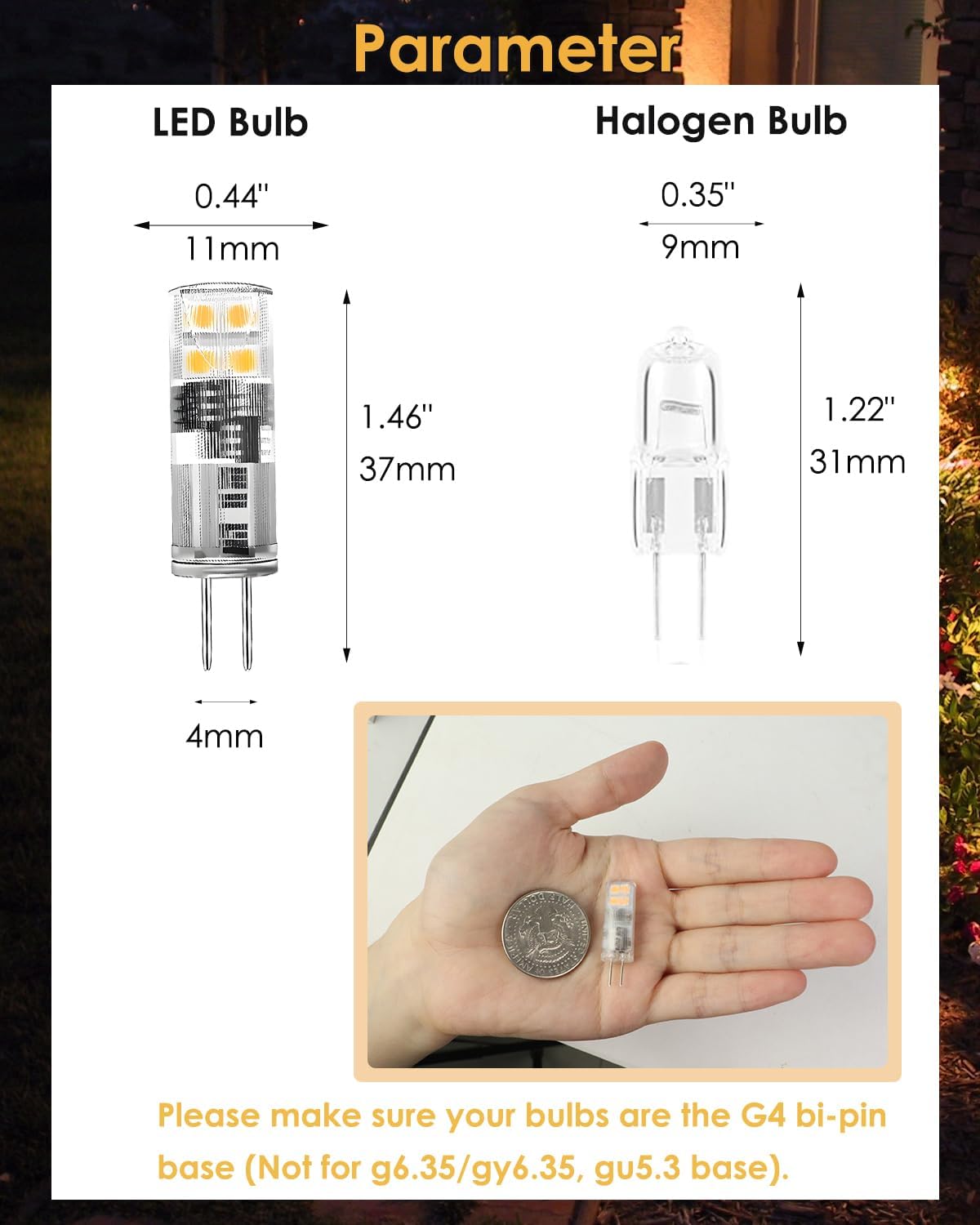 G4 LED Bulb 12V, T3 LED Landscape Light Bulbs 2W Warm White Bi-Pin Base Equivalent to 20W Halogens, 2700K 230lm for Outdoor Landscape Deck Path Light, 10-Count