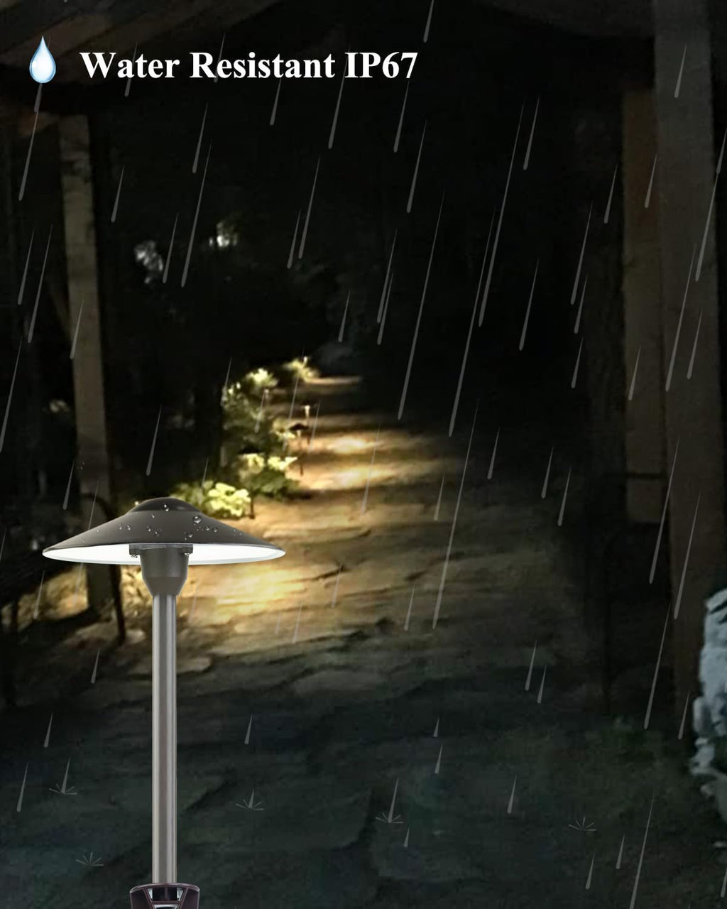 Low Voltage Landscape Path Lights, Aluminum Pathway Area Light, Replaceable 3W Warm White G4 LED Bulb, Extended Pole and Stake Included for Low Voltage Landscape Lighting, 2-Pack