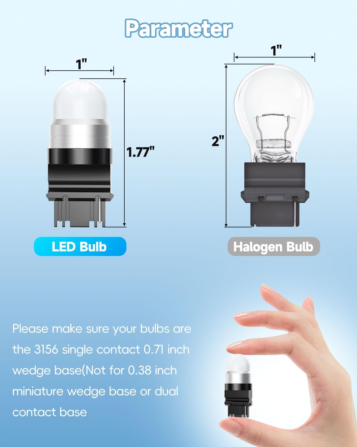3156 LED Bulb S8 Wedge LED Bulb, 12V 24V 2W 3156 S8 Landscape Light Bulbs for Outdoor Pathway Driveway Lights, 15W Halogen Bulbs Replacement Warm White 2700K 6-Count