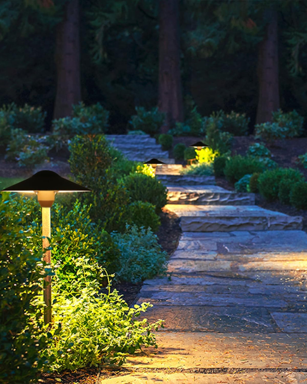 Low Voltage Landscape Path Lights, Aluminum Pathway Area Light, Replaceable 3W Warm White G4 LED Bulb, Extended Pole and Stake Included for Low Voltage Landscape Lighting, 2-Pack