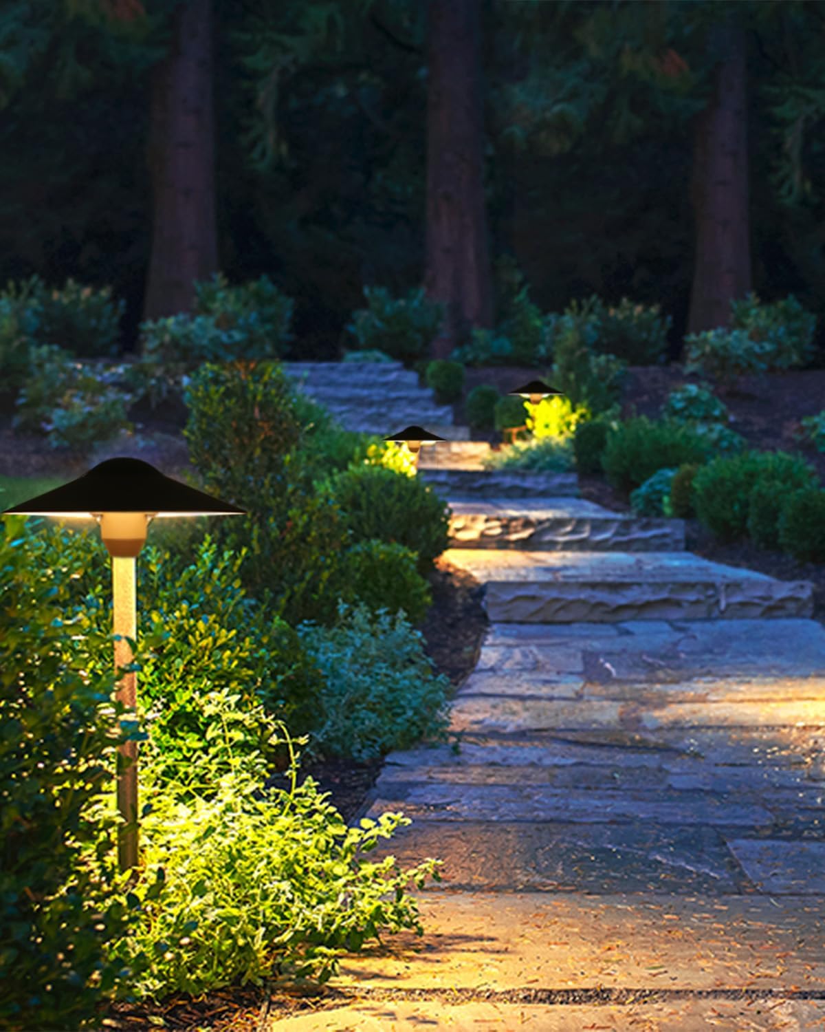 Low Voltage Landscape Path Lights, Aluminum Pathway Area Light, Replaceable 3W Warm White G4 LED Bulb, Extended Pole and Stake Included for Low Voltage Landscape Lighting, 2-Pack