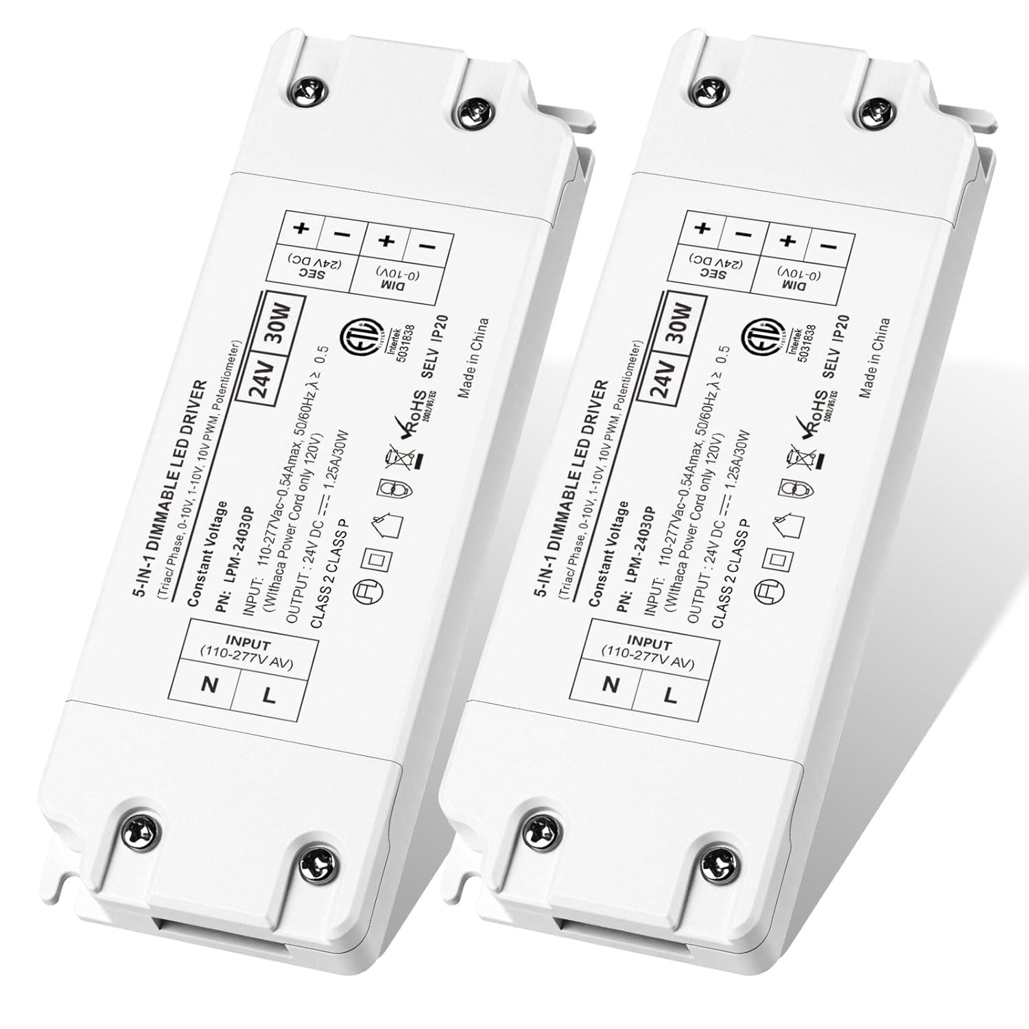 24V Dimmable LED Driver for led Lights Triac ELV/MLV 60W 120VAC to 24VDC Power Supply for Lutron & Leviton Switch Dimmable Strip Light Transformer Flicker Free Dimming ETL Listed