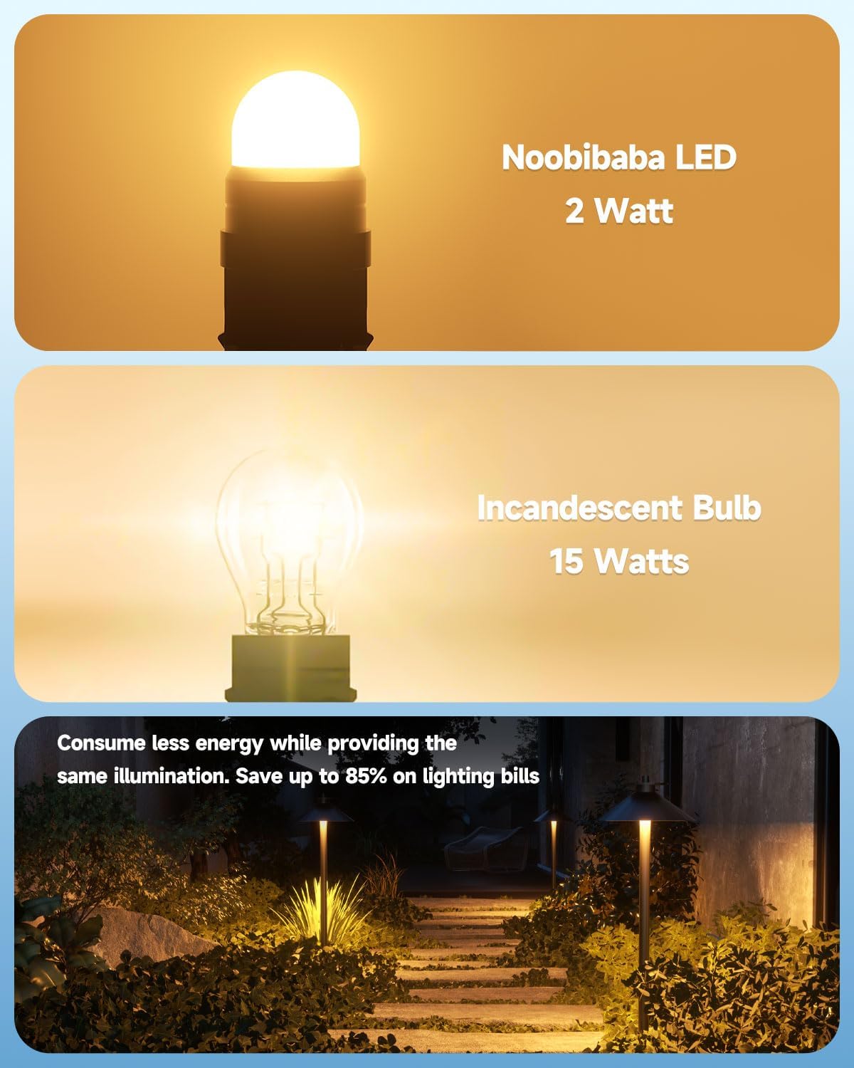 3156 LED Bulb S8 Wedge LED Bulb, 12V 24V 2W 3156 S8 Landscape Light Bulbs for Outdoor Pathway Driveway Lights, 15W Halogen Bulbs Replacement Warm White 2700K 6-Count