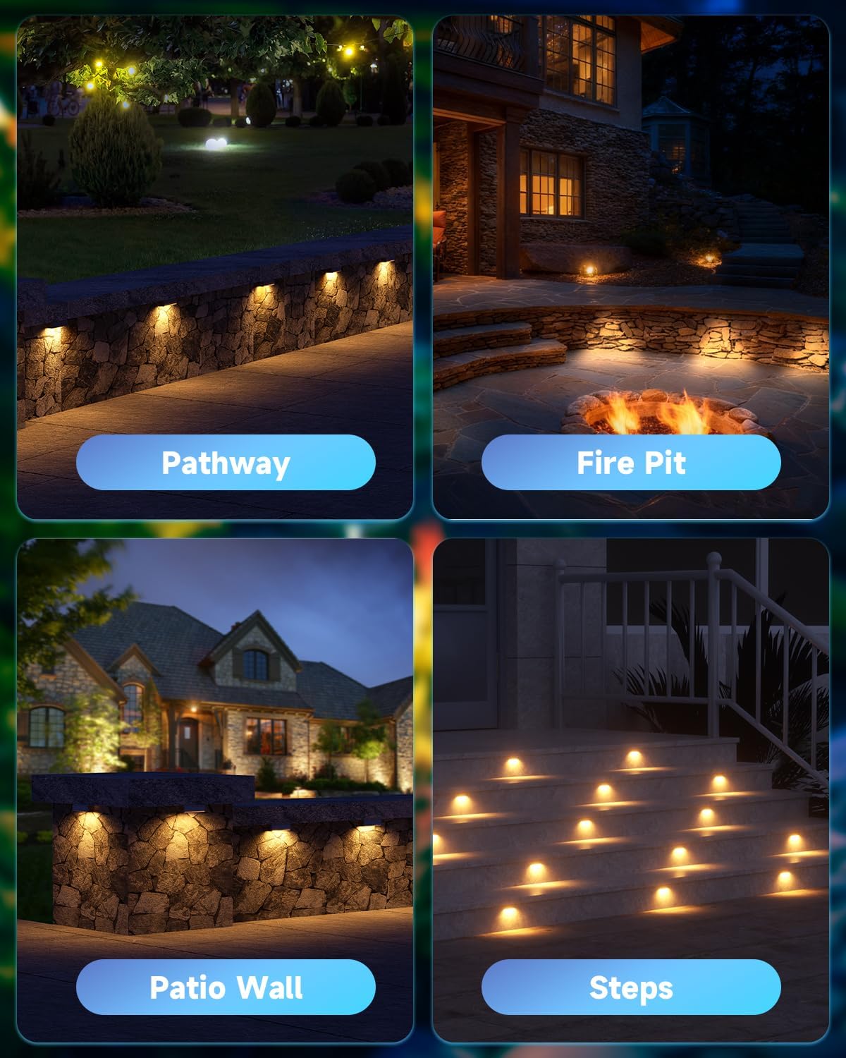 4-Inch Retaining Wall Lights Hardscape Lighting 12V Outdoor Step Lights with Replaceable G4 LED Bulb Warm White 3W 300lm IP65 Waterproof Die-Cast Aluminum Housing 2-Pack