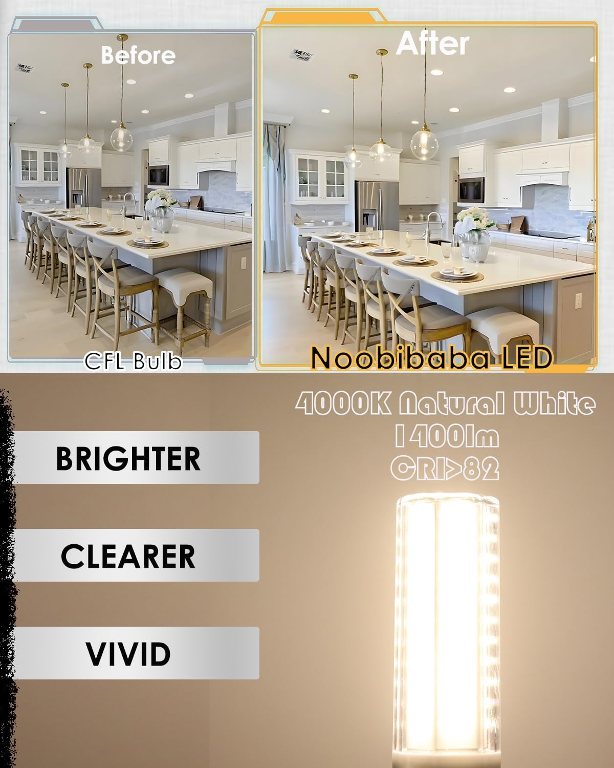 G24Q LED Bypass GX24 4-Pin Base LED Bulb 10W 120V 4000K, Compatible with GX24Q-1/GX24Q-2/GX24Q-3, 18W/23W CFL Replacement for Kitchen Downlight, Natural White, 4-Count (Must Remove Ballast)