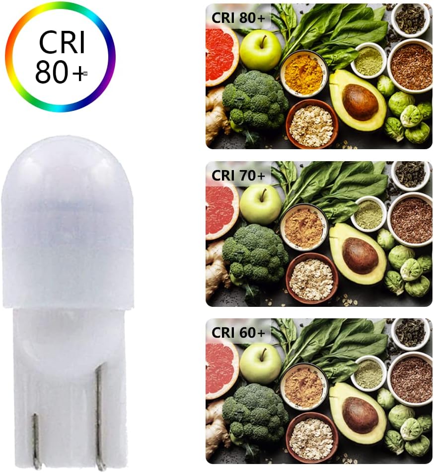 T10 Wedge Base LED Bulb 12V DC 1W, T5 T10 Low Voltage Landscape Light Bulbs, 4 Watts Incandescent Bulb Equivalent, Soft Warm White 2700K 10-Count