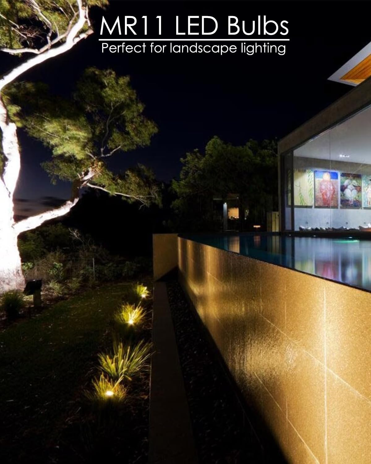 MR11 LED Bulb Landscape Light Bulbs, GU4 LED Bulb 12V 3W 2700K MR11 Landscape Light Bulbs for Low Voltage Landscape Lighting, Die-Cast Aluminum Lamp Cup, Non-Dimmable 2-Count