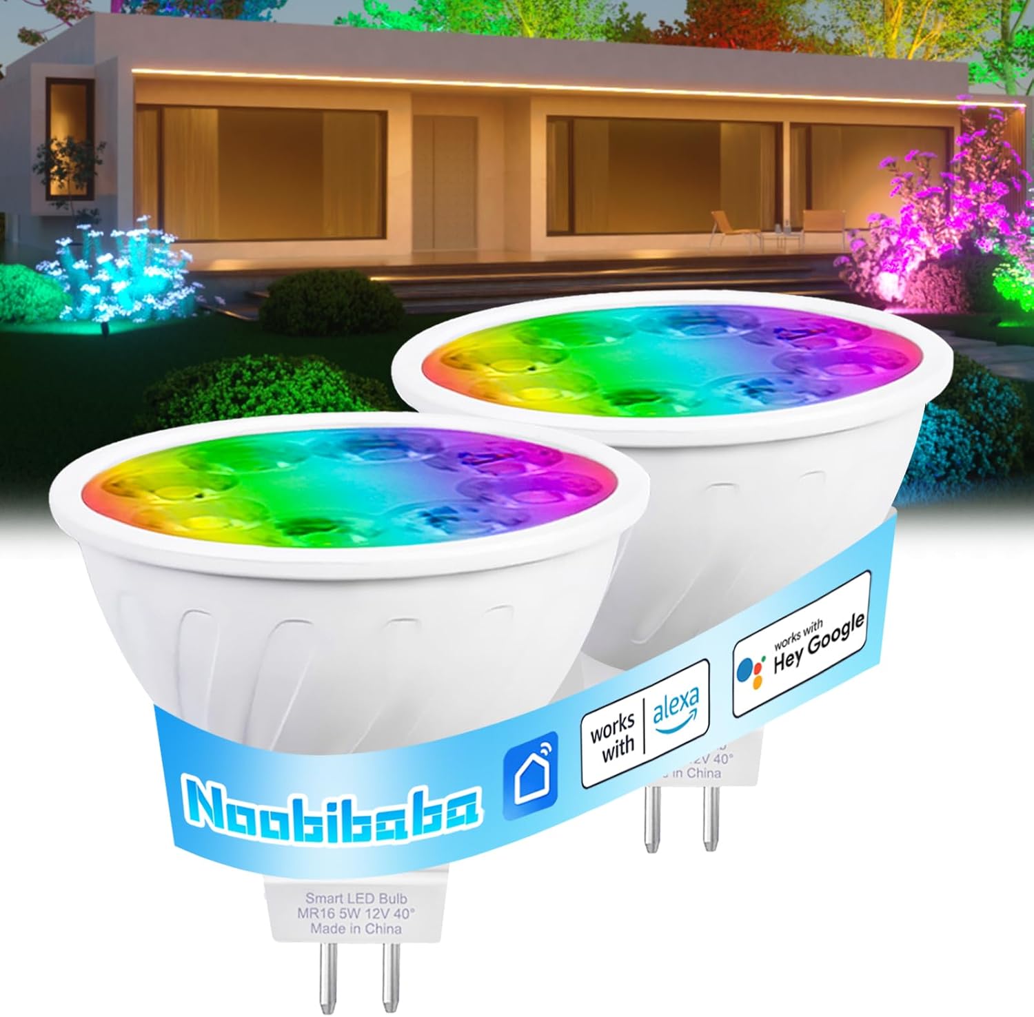 MR16 LED Bulb Color Changing MR16 Smart LED Bulb Wifi Color Changing Light Outdoor Compatible With Alexa Google Assistant, 16 Million Colors Rgbcw, 2.4Ghz Wifi & Bluetooth, Music Sync,4-Pack
