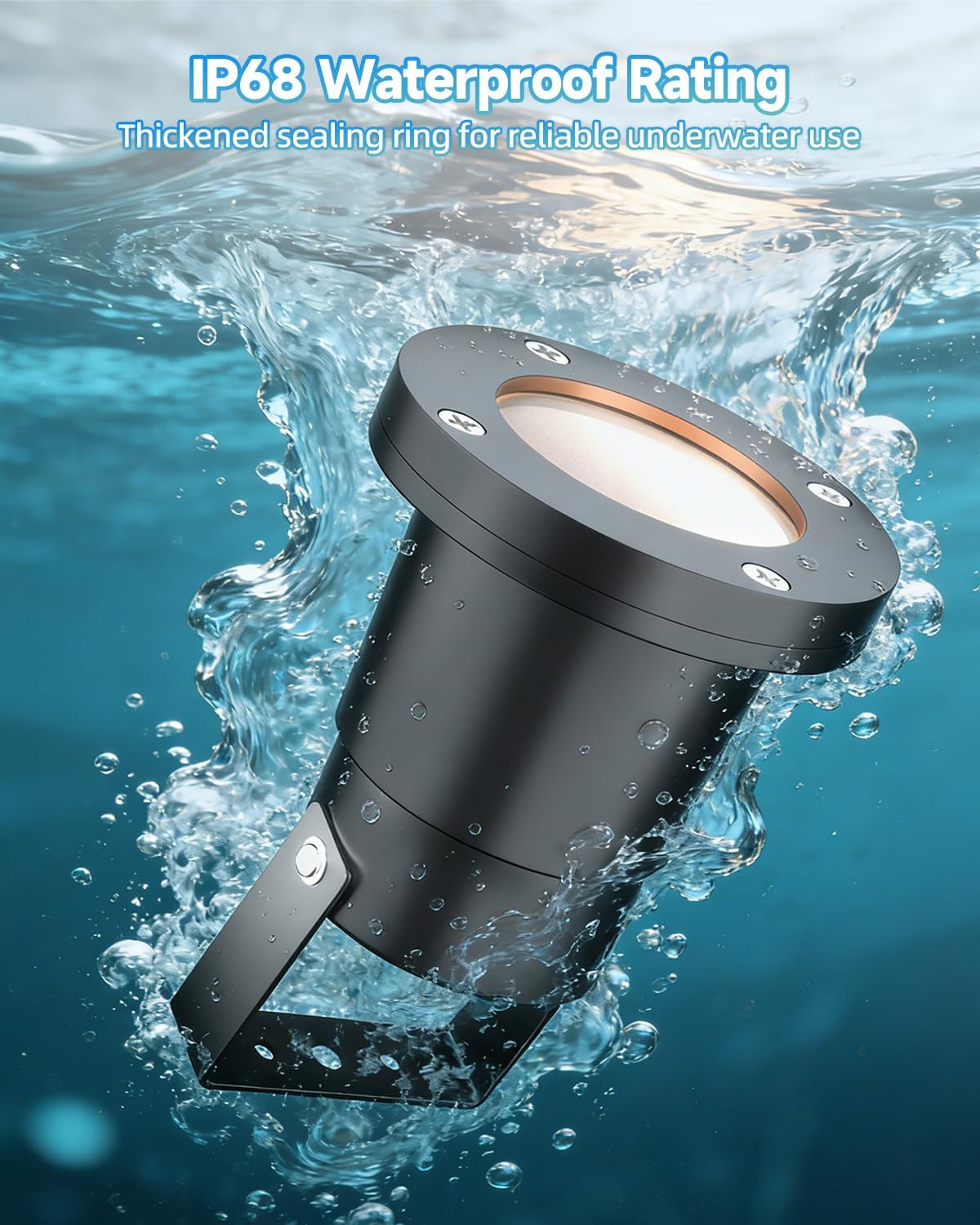 Fountain Lights 12V Underwater Pond Lights IP68 5W MR16 1-Pack | IP68 Waterproof, 2700K Warm White, Replaceable MR16 LED Bulb, for Submersible Pond Lights Fountain Outdoor