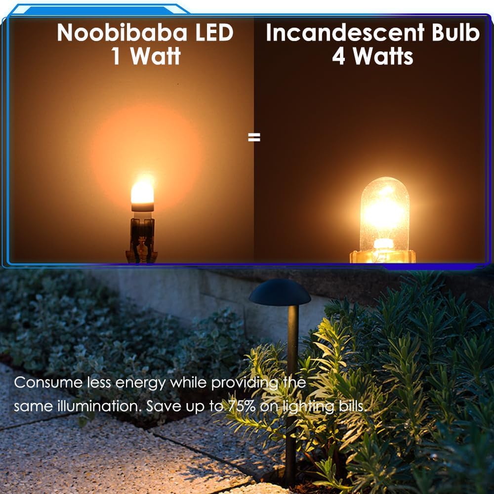 T10 Wedge Base LED Bulb 12V DC 1W, T5 T10 Low Voltage Landscape Light Bulbs, 4 Watts Incandescent Bulb Equivalent, Soft Warm White 2700K 10-Count