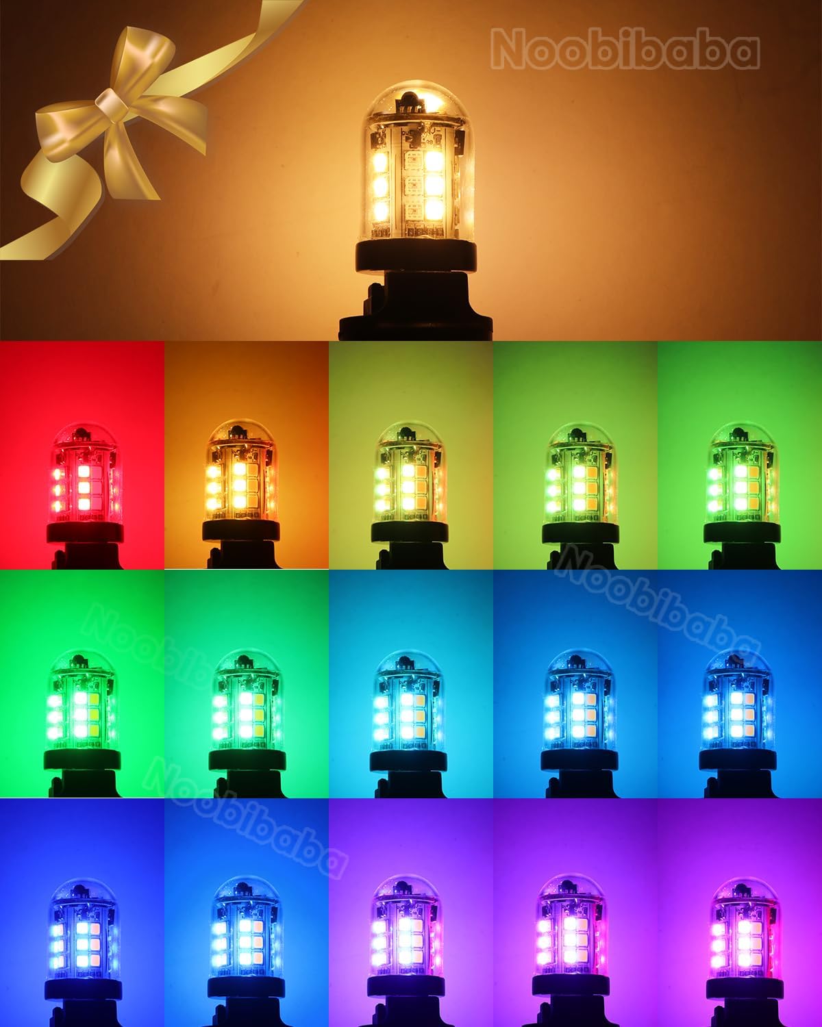 T10 LED Bulb Color Changing, RGB T10 T5 Wedge Base LED Bulb 12V-24V for LED Landscape Light Bulbs, Warm White+15 Multicolor Christmas Decoration Lights (3 Bulbs and one Remote)