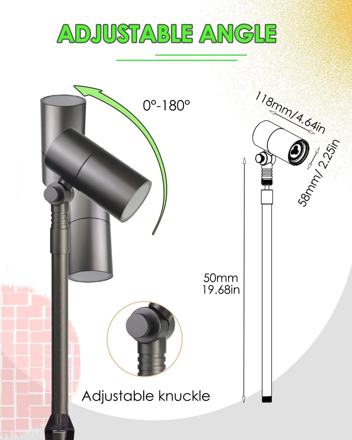 Low Voltage Landscape Path Light Kits Lights Paths and Garden Bed, Also be Used for Uplights Light up Walls and Trees, Cast Aluminum Body Free 5W 12V MR16 LED Bulb and ABS Stake 2-Pack
