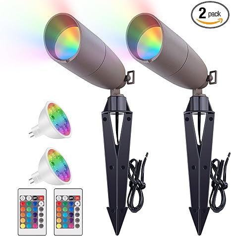 Landscape Spotlights Color Changing: 12V Low Voltage Spot Lights with 4W RGBW MR16 LED Bulb – Ideal for Landscape Spot Lights, Christmas Lighting & Decorative Setups