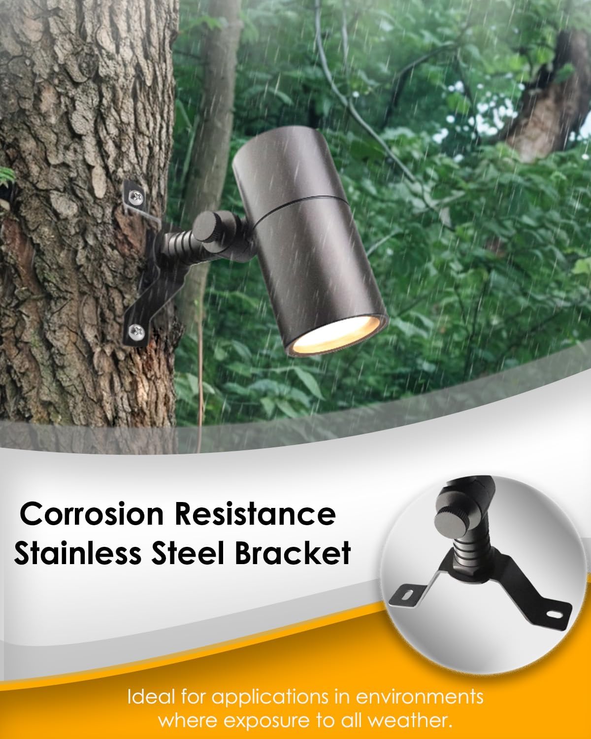 Landscape Down Lighting Low Voltage Spot Lights Outdoor LED Wall Mounted Low Voltage Tree Lights Cast Aluminum Free 5W MR16 LED Bulb Stainless Steel Mounting Bracket 2-Count