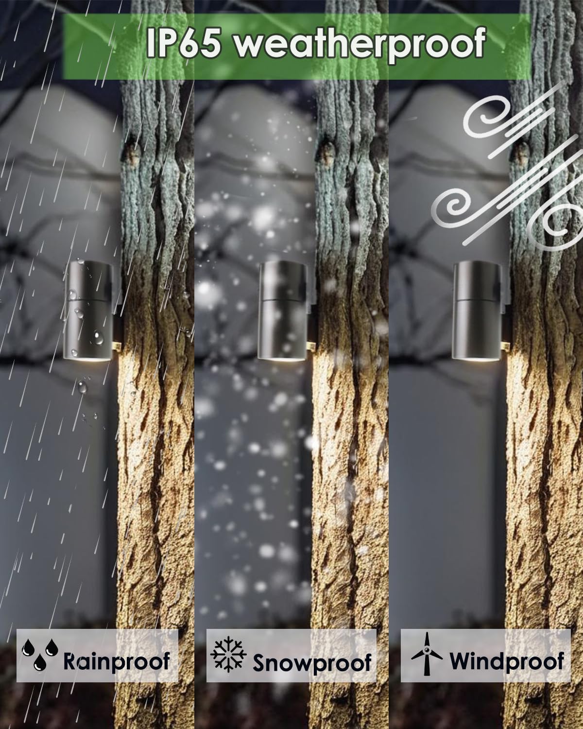 Landscape Down Lighting Low Voltage Spot Lights Outdoor LED Wall Mounted Low Voltage Tree Lights Cast Aluminum Free 5W MR16 LED Bulb Stainless Steel Mounting Bracket 2-Count