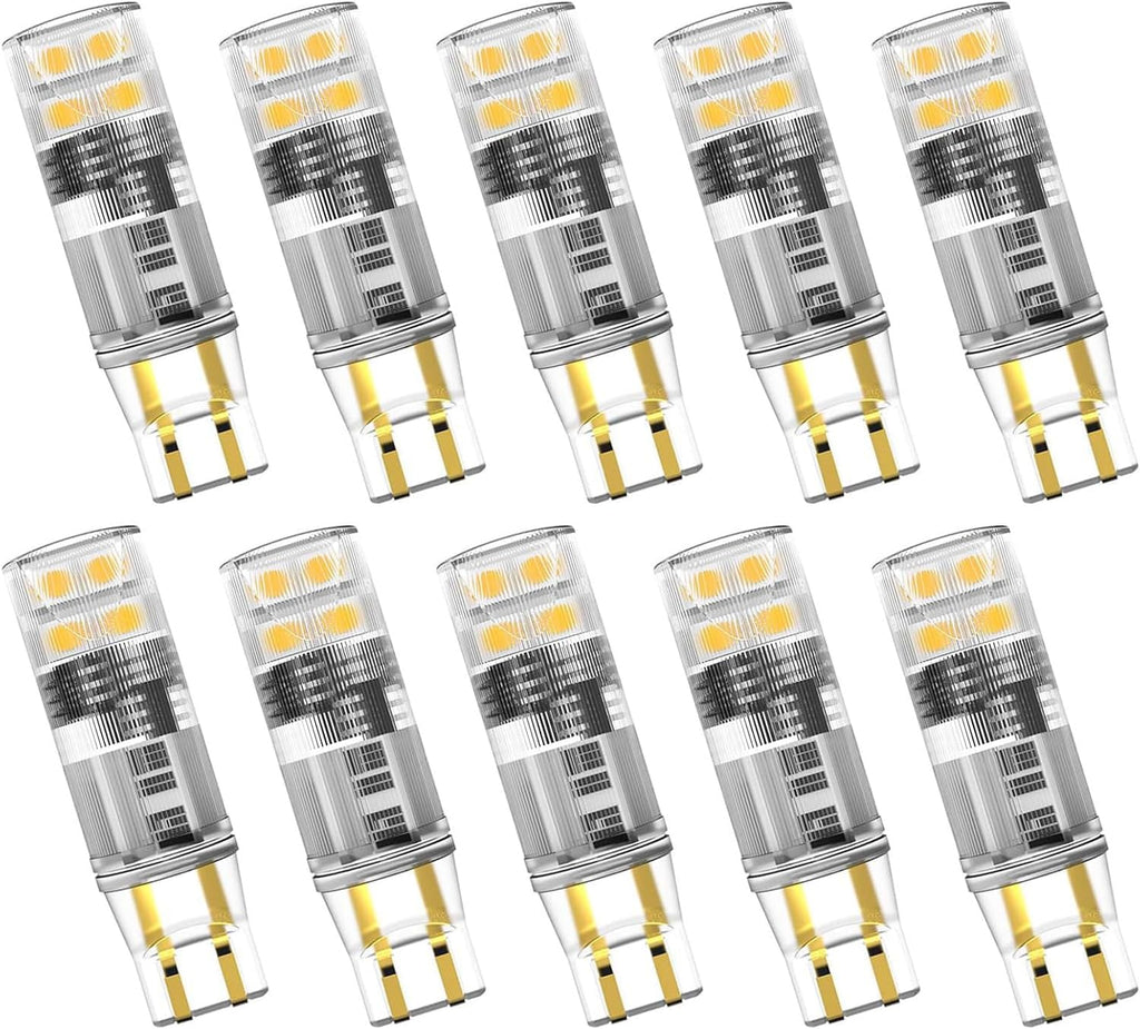 T5 Wedge Base LED Bulb 12V 1.5W T5 T10 Wedge Base LED Landscape Lights for 194 921 T10 7W 11 Watt Landscape Light Bulbs RV Camper Motorhome Dome Light 2700K Warm White 10-Count