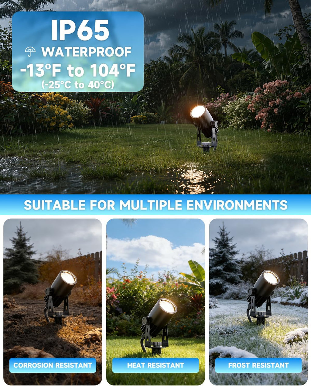 Outdoor Mini Spotlights, MR11 LED Bulb 12V Low Voltage Landscape Spotlight 2W 200lm, 2700K Warm White IP65 Waterproof Aluminum Light Fixture, 1 1/4" Short Head 4-Count