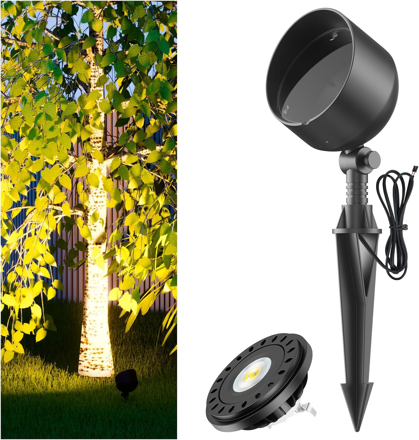 PAR36 LED Low Voltage Outdoor Spotlight, Replaceable G53 Base Bulb, IP65 Waterproof Low Voltage Spot Light Cast Aluminum, Outdoor Spotlights for Yard Garden,2700K 850lm,2-Pack